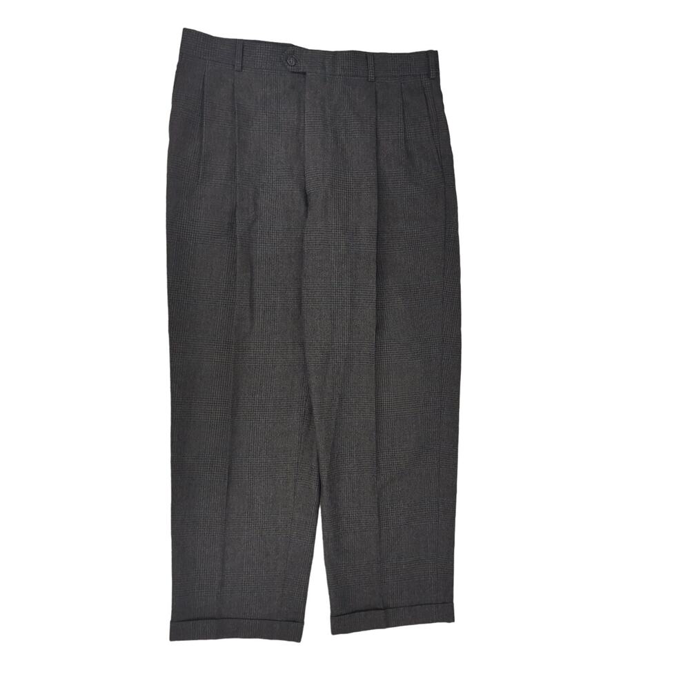 EUC Landon's Pleated Gray Wool Dress Pants Mens 35.5 x 28.5 Pockets Dry Clean - Picture 3 of 11